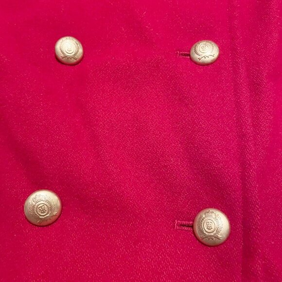 Tommy Hilfiger Red Woold Blend Peacoat Jacket Womens Large - Picture 3 of 16